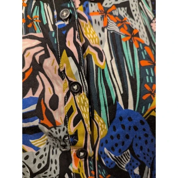 Anthropologie Margaret Jeane Leopard Top Size 6 Buttons 3/4 Sleeves Flaw - Picture 3 of 16